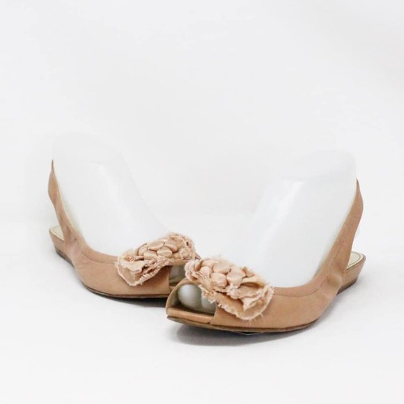 VERA WANG #33502 Pink Lavender Label Slingback Peep Toe Flats (US 7.5 EU 37.7) - Picture 1 of 9